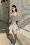 RUI segment dyeing lit low -waist short skirt RSS23KN05 dawn yellow and blue gradient